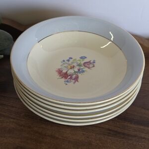 Vintage 1940's Porcelain Bowls by French Saxon China Co. 22K Gold - Set Of 6